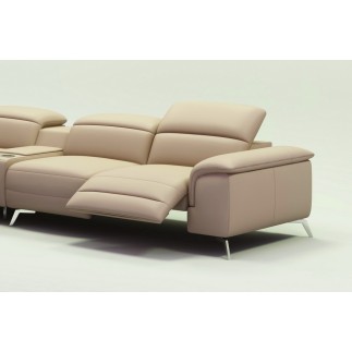Canapé d'angle en cuir italien 5 places RELAXIA, beige, angle gauche