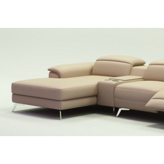 Canapé d'angle en cuir italien 5 places RELAXIA, beige