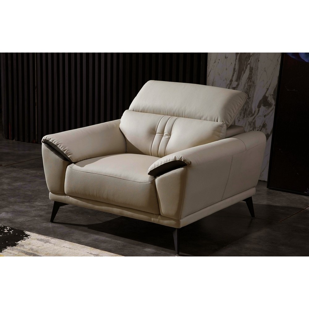fauteuil 1 place en cuir italien buffle TURIN, beige et chocolat fauteuil 1 place en cuir italien buffle TURIN, beige et chocolat