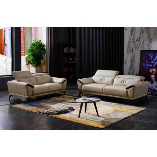 fauteuil 1 place en cuir italien buffle TURIN, beige et chocolat