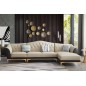 Canapé d'angle en cuir buffle italien de luxe 6/7 places PALACE, beige et chocolat, angle droit Canapé d'angle en cuir buffle italien de luxe 6/7 places PALACE, beige et chocolat, angle droit