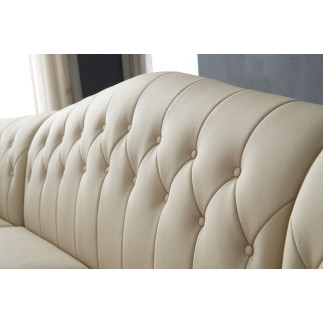 Canapé d'angle en cuir buffle italien de luxe 6/7 places PALACE, beige et chocolat, angle droit