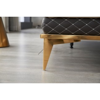 Canapé d'angle en cuir buffle italien de luxe 6/7 places PALACE, beige et chocolat, angle droit