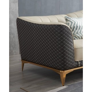 Canapé d'angle en cuir buffle italien de luxe 6/7 places PALACE, beige et chocolat, angle droit