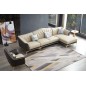 Canapé d'angle en cuir buffle italien de luxe 6/7 places PALACE, beige et chocolat, angle droit Canapé d'angle en cuir buffle italien de luxe 6/7 places PALACE, beige et chocolat, angle droit