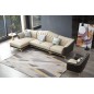 Canapé d'angle en cuir buffle italien de luxe 6/7 places - PALACE, beige et chocolat, angle gauche Canapé d'angle en cuir buffle italien de luxe 6/7 places - PALACE, beige et chocolat, angle gauche