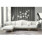 Canapé d'angle en cuir buffle italien de luxe 6/7 places - PALACE, blanc crème et gris, angle gauche, Blanc cassé / Gris Canapé d'angle en cuir buffle italien de luxe 6/7 places - PALACE, blanc crème et gris, angle gauche, Blanc cassé / Gris