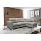 Canapé d'angle convertible en cuir italien de luxe 5 places VENETO, avec coffre, gris clair, angle droit (vu de face) Canapé d'angle convertible en cuir italien de luxe 5 places VENETO, avec coffre, gris clair, angle droit (vu de face)