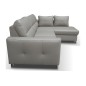 Canapé d'angle convertible en cuir italien de luxe 5 places VENETO, avec coffre, gris clair, angle droit (vu de face) Canapé d'angle convertible en cuir italien de luxe 5 places VENETO, avec coffre, gris clair, angle droit (vu de face)