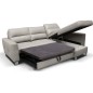Canapé d'angle convertible en cuir italien de luxe 5 places VENETO, avec coffre, gris clair, angle droit (vu de face) Canapé d'angle convertible en cuir italien de luxe 5 places VENETO, avec coffre, gris clair, angle droit (vu de face)