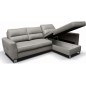 Canapé d'angle convertible en cuir italien de luxe 5 places VENETO, avec coffre, gris clair, angle droit (vu de face) Canapé d'angle convertible en cuir italien de luxe 5 places VENETO, avec coffre, gris clair, angle droit (vu de face)