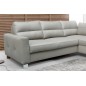 Canapé d'angle convertible en cuir italien de luxe 5 places VENETO, avec coffre, gris clair, angle droit (vu de face) Canapé d'angle convertible en cuir italien de luxe 5 places VENETO, avec coffre, gris clair, angle droit (vu de face)