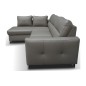 Canapé d'angle convertible en cuir italien de luxe 5 places - VENETO, avec coffre, gris clair, angle gauche (vu de face) Canapé d'angle convertible en cuir italien de luxe 5 places - VENETO, avec coffre, gris clair, angle gauche (vu de face)
