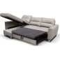 Canapé d'angle convertible en cuir italien de luxe 5 places - VENETO, avec coffre, gris clair, angle gauche (vu de face) Canapé d'angle convertible en cuir italien de luxe 5 places - VENETO, avec coffre, gris clair, angle gauche (vu de face)