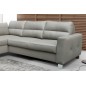 Canapé d'angle convertible en cuir italien de luxe 5 places - VENETO, avec coffre, gris clair, angle gauche (vu de face) Canapé d'angle convertible en cuir italien de luxe 5 places - VENETO, avec coffre, gris clair, angle gauche (vu de face)