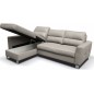 Canapé d'angle convertible en cuir italien de luxe 5 places - VENETO, avec coffre, gris clair, angle gauche (vu de face) Canapé d'angle convertible en cuir italien de luxe 5 places - VENETO, avec coffre, gris clair, angle gauche (vu de face)
