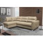 Canapé d'angle convertible en cuir italien de luxe 5 places VENETO, avec coffre, beige, angle gauche (vu de face) Canapé d'angle convertible en cuir italien de luxe 5 places VENETO, avec coffre, beige, angle gauche (vu de face)