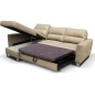 Canapé d'angle convertible en cuir italien de luxe 5 places VENETO, avec coffre, beige, angle gauche (vu de face) Canapé d'angle convertible en cuir italien de luxe 5 places VENETO, avec coffre, beige, angle gauche (vu de face)