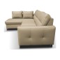 Canapé d'angle convertible en cuir italien de luxe 5 places VENETO, avec coffre, beige, angle gauche (vu de face) Canapé d'angle convertible en cuir italien de luxe 5 places VENETO, avec coffre, beige, angle gauche (vu de face)