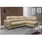 Canapé d'angle convertible en cuir italien de luxe 5 places VENETO, avec coffre, beige, angle droit (vu de face) Canapé d'angle convertible en cuir italien de luxe 5 places VENETO, avec coffre, beige, angle droit (vu de face)