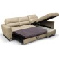 Canapé d'angle convertible en cuir italien de luxe 5 places VENETO, avec coffre, beige, angle droit (vu de face) Canapé d'angle convertible en cuir italien de luxe 5 places VENETO, avec coffre, beige, angle droit (vu de face)