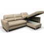 Canapé d'angle convertible en cuir italien de luxe 5 places VENETO, avec coffre, beige, angle droit (vu de face) Canapé d'angle convertible en cuir italien de luxe 5 places VENETO, avec coffre, beige, angle droit (vu de face)