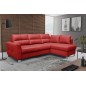 Canapé d'angle convertible en cuir italien de luxe 5 places VENETO, avec coffre, rouge, angle droit (vu de face) Canapé d'angle convertible en cuir italien de luxe 5 places VENETO, avec coffre, rouge, angle droit (vu de face)