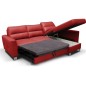 Canapé d'angle convertible en cuir italien de luxe 5 places VENETO, avec coffre, rouge, angle droit (vu de face) Canapé d'angle convertible en cuir italien de luxe 5 places VENETO, avec coffre, rouge, angle droit (vu de face)