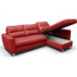 Canapé d'angle convertible en cuir italien de luxe 5 places VENETO, avec coffre, rouge, angle droit (vu de face) Canapé d'angle convertible en cuir italien de luxe 5 places VENETO, avec coffre, rouge, angle droit (vu de face)