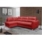 Canapé d'angle convertible en cuir italien de luxe 5 places VENETO, avec coffre, rouge, angle gauche (vu de face) Canapé d'angle convertible en cuir italien de luxe 5 places VENETO, avec coffre, rouge, angle gauche (vu de face)