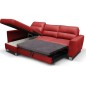 Canapé d'angle convertible en cuir italien de luxe 5 places VENETO, avec coffre, rouge, angle gauche (vu de face) Canapé d'angle convertible en cuir italien de luxe 5 places VENETO, avec coffre, rouge, angle gauche (vu de face)