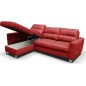Canapé d'angle convertible en cuir italien de luxe 5 places VENETO, avec coffre, rouge, angle gauche (vu de face) Canapé d'angle convertible en cuir italien de luxe 5 places VENETO, avec coffre, rouge, angle gauche (vu de face)