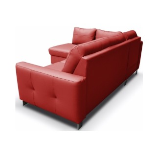 Canapé d'angle convertible en cuir italien de luxe 5 places VENETO, avec coffre, rouge, angle gauche (vu de face)