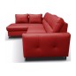 Canapé d'angle convertible en cuir italien de luxe 5 places VENETO, avec coffre, rouge, angle gauche (vu de face) Canapé d'angle convertible en cuir italien de luxe 5 places VENETO, avec coffre, rouge, angle gauche (vu de face)