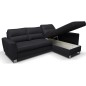 Canapé d'angle convertible en cuir italien de luxe 5 places VENETO, avec coffre, noir, angle droit (vu de face) Canapé d'angle convertible en cuir italien de luxe 5 places VENETO, avec coffre, noir, angle droit (vu de face)