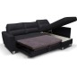 Canapé d'angle convertible en cuir italien de luxe 5 places VENETO, avec coffre, noir, angle droit (vu de face) Canapé d'angle convertible en cuir italien de luxe 5 places VENETO, avec coffre, noir, angle droit (vu de face)