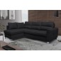 Canapé d'angle convertible en cuir italien de luxe 5 places - VENETO, avec coffre, noir, angle gauche (vu de face) Canapé d'angle convertible en cuir italien de luxe 5 places - VENETO, avec coffre, noir, angle gauche (vu de face)