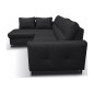 Canapé d'angle convertible en cuir italien de luxe 5 places - VENETO, avec coffre, noir, angle gauche (vu de face) Canapé d'angle convertible en cuir italien de luxe 5 places - VENETO, avec coffre, noir, angle gauche (vu de face)