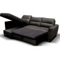 Canapé d'angle convertible en cuir italien de luxe 5 places - VENETO, avec coffre, gris foncé, angle gauche (vu de face) Canapé d'angle convertible en cuir italien de luxe 5 places - VENETO, avec coffre, gris foncé, angle gauche (vu de face)