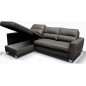 Canapé d'angle convertible en cuir italien de luxe 5 places - VENETO, avec coffre, gris foncé, angle gauche (vu de face) Canapé d'angle convertible en cuir italien de luxe 5 places - VENETO, avec coffre, gris foncé, angle gauche (vu de face)
