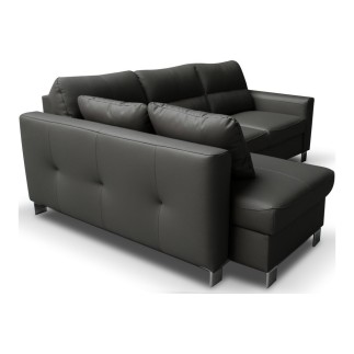 Canapé d'angle convertible en cuir italien de luxe 5 places - VENETO, avec coffre, gris foncé, angle gauche (vu de face)