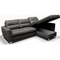 Canapé d'angle convertible en cuir italien de luxe 5 places VENETO, avec coffre, gris foncé, angle droit (vu de face) Canapé d'angle convertible en cuir italien de luxe 5 places VENETO, avec coffre, gris foncé, angle droit (vu de face)