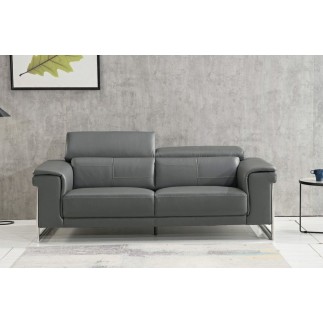 Ensemble Canapé 3 places et 2 places et fauteuil 1 place en cuir italien buffle , BOLZANO, gris foncé