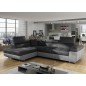- Canapé d'angle convertible en velours luxe 5 places, avec coffre, gris foncé / gris clair, angle gauche (vu de face), ANNECY V - Canapé d'angle convertible en velours luxe 5 places, avec coffre, gris foncé / gris clair, angle gauche (vu de face), ANNECY V
