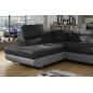 - Canapé d'angle convertible en velours luxe 5 places, avec coffre, gris foncé / gris clair, angle gauche (vu de face), ANNECY V - Canapé d'angle convertible en velours luxe 5 places, avec coffre, gris foncé / gris clair, angle gauche (vu de face), ANNECY V