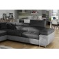 - Canapé d'angle convertible en velours luxe 5 places, avec coffre, gris foncé / gris clair, angle gauche (vu de face), ANNECY V - Canapé d'angle convertible en velours luxe 5 places, avec coffre, gris foncé / gris clair, angle gauche (vu de face), ANNECY V