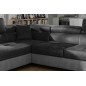 - Canapé d'angle convertible en velours luxe 5 places, avec coffre, gris foncé / gris clair, angle gauche (vu de face), ANNECY V - Canapé d'angle convertible en velours luxe 5 places, avec coffre, gris foncé / gris clair, angle gauche (vu de face), ANNECY V