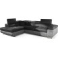 - Canapé d'angle convertible en velours luxe 5 places, avec coffre, gris foncé / gris clair, angle gauche (vu de face), ANNECY V - Canapé d'angle convertible en velours luxe 5 places, avec coffre, gris foncé / gris clair, angle gauche (vu de face), ANNECY V