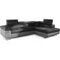 Canapé d'angle convertible en velours luxe 5 places, avec coffre, gris foncé / gris clair, angle droit (vu de face), ANNECY VELO