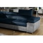 Canapé d'angle convertible en velours luxe 5 places, avec coffre, bleu foncé / gris clair, angle gauche (vu de face), ANNECY VEL